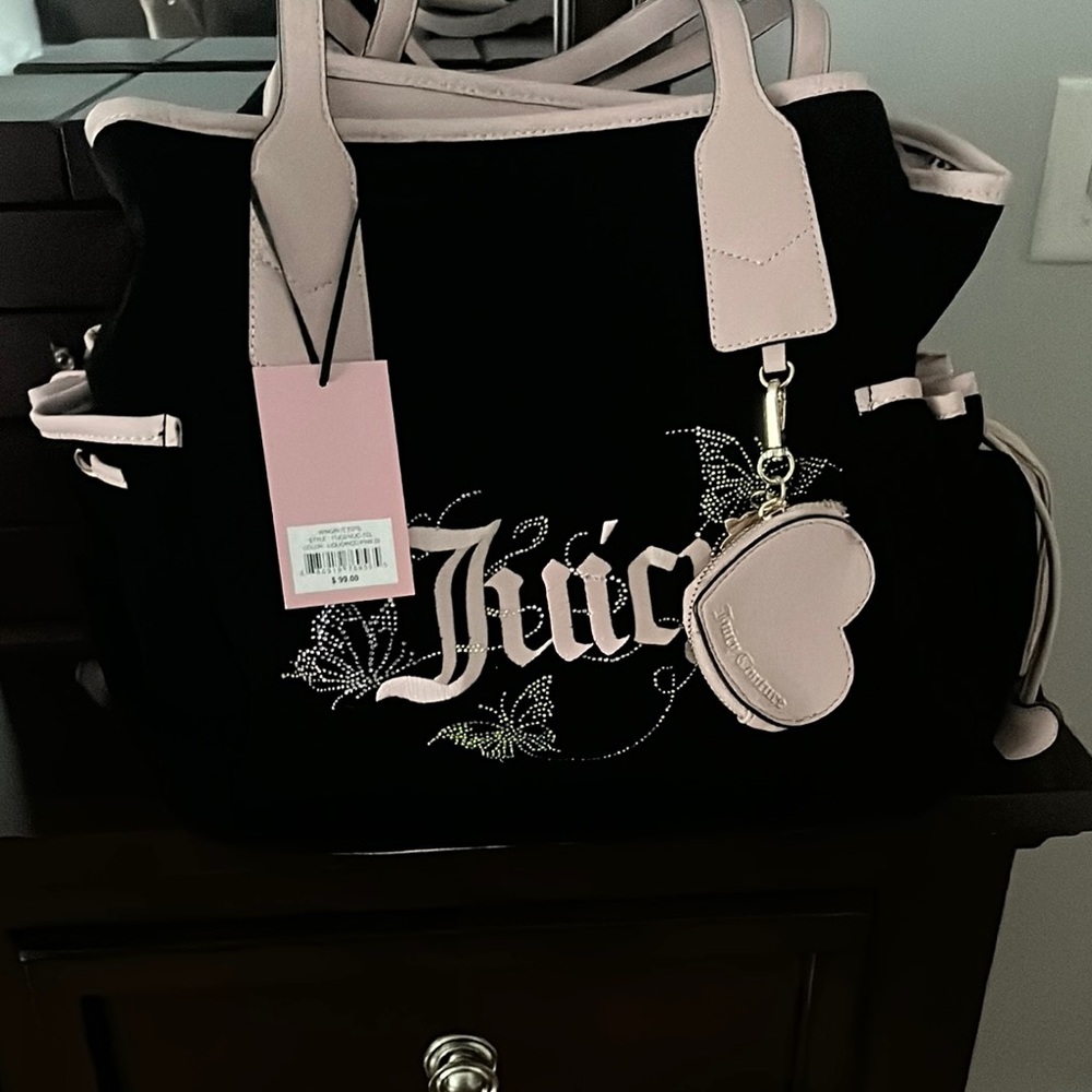 Juicy Couture Black and Pink Tote Bag wingin it butterfly
